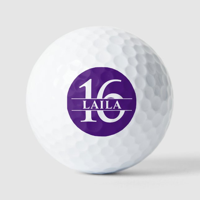 Números Personalizados Bola de Golf - Morado (Anverso)