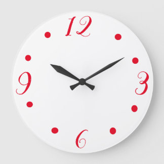 Números rojos grandes en un reloj blanco