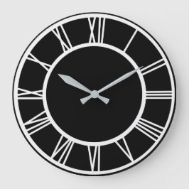Números romanos blancos en el reloj de la cara del
