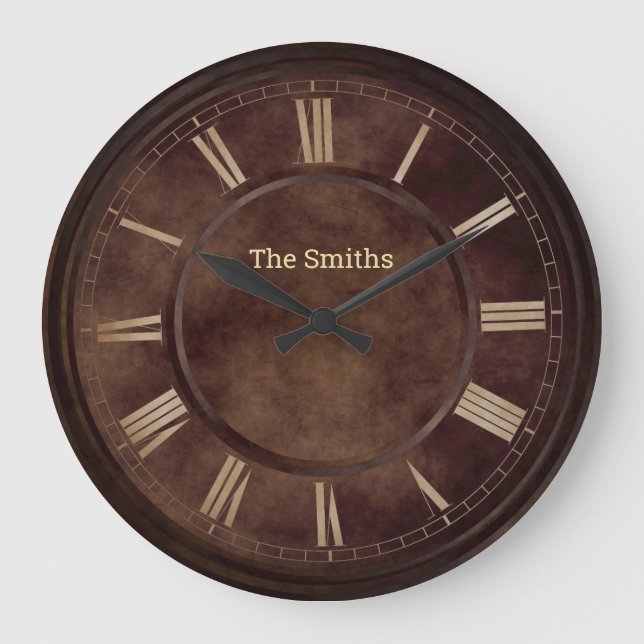 Números romanos Rusty Brown Reloj de pared acrílic (Anverso)