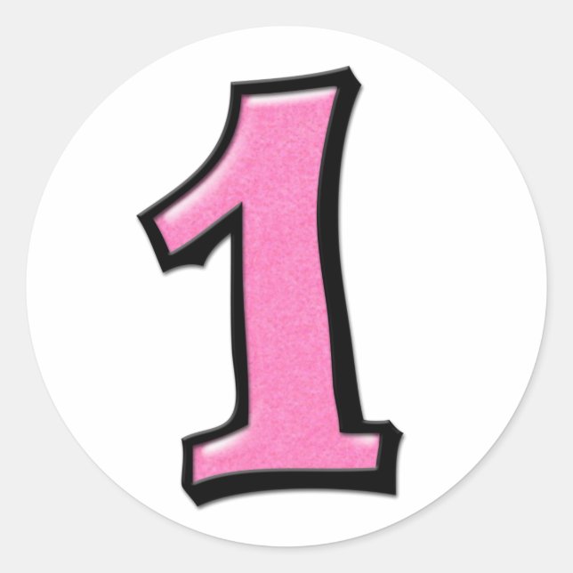 Números silenciosos 1 Pegatina rosa (Anverso)