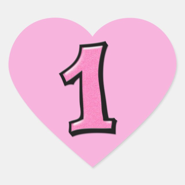 Números tontos 1 Pegatina rosa del corazón (Anverso)