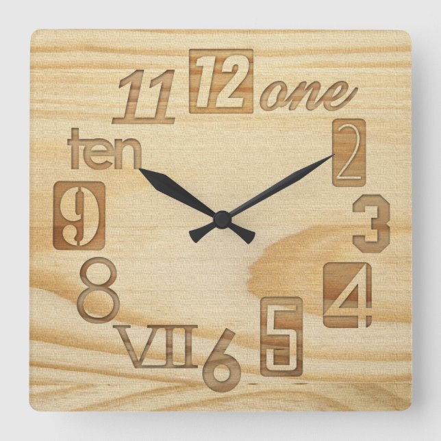 Numerosos Funky "Grano de madera" Relojes de pared (Anverso)
