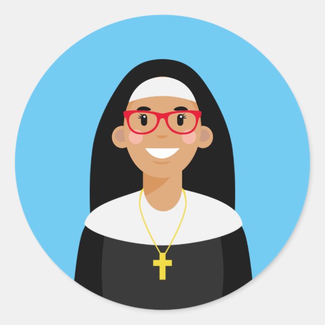 Nun Classic Round Pegatina (Anverso)