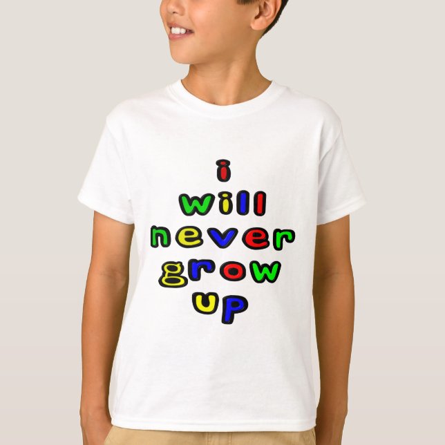 Nunca creceré la camiseta de un niño (Anverso)