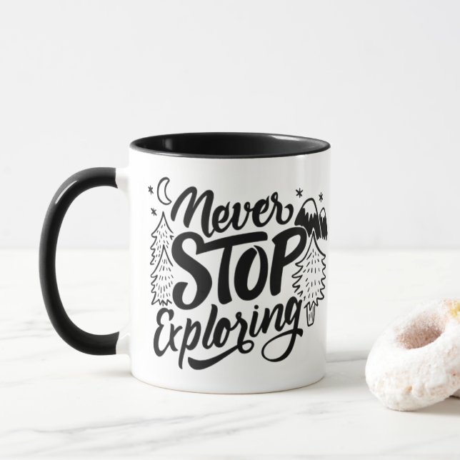 Nunca Dejes de Explorar - Taza con Letra a Mano (Con donut)