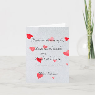"Nunca dudes de mi amor," tarjeta de Shakespeare
