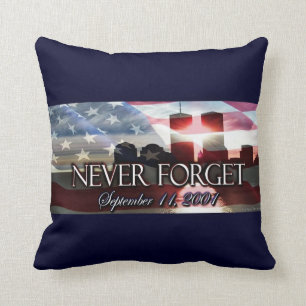 Nunca olvide la almohada conmemorativa 9-11: Azul