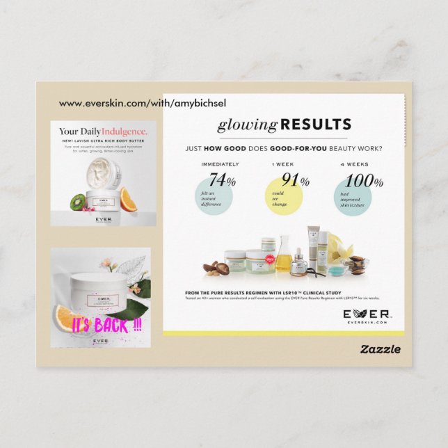 NUNCA postal de Skincare (Reverso)