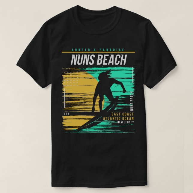 Nuns Beach New Jersey Vintage Surfing Retro (Diseño del anverso)