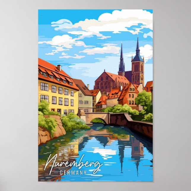 Nuremberg Alemania ilustracion de viajes de arte v (Frente)