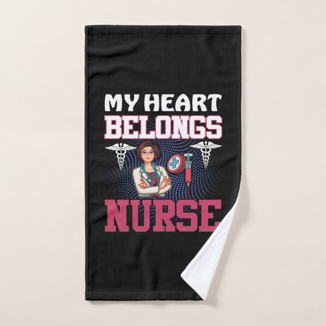 Nurse Gift | My Heart Belongs Nurse (Toalla de mano)
