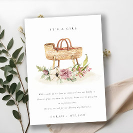 Nursera Invitación de Bassinet floral rosa