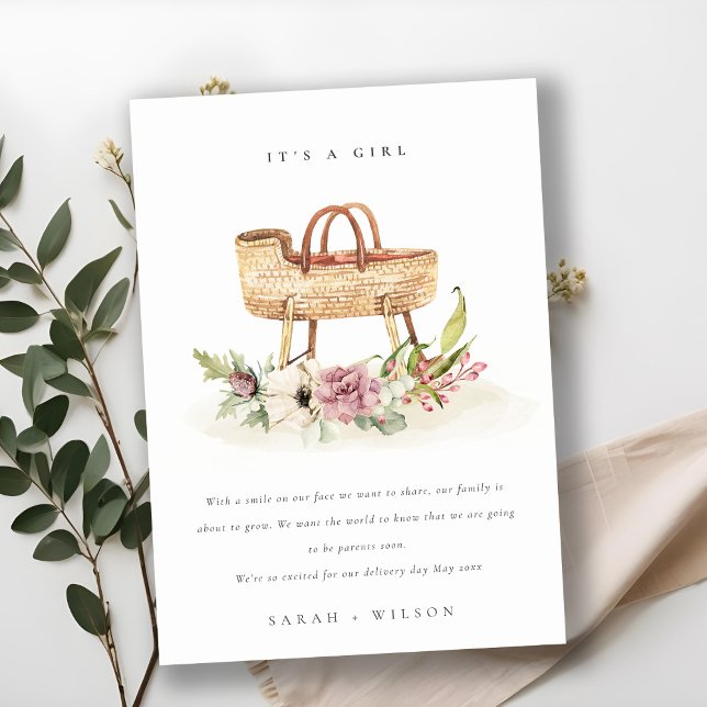 Nursera Invitación de Bassinet floral rosa (Subido por el creador)