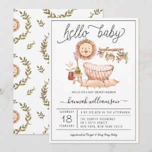 Nursera Neutral de Boho   Invitación de Baby Showe