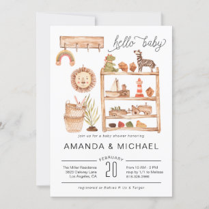 Nursera Neutral de Boho Invitación de Baby Showe