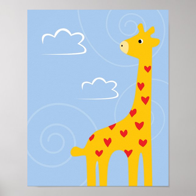 Nursery Giraffe ilustracion lindo Savana arte (Frente)