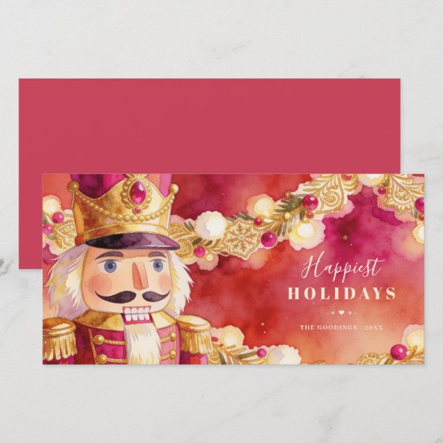 Nutcracker Clásico de Navidad en Rojo Acuarela TMF (Anverso / Reverso)
