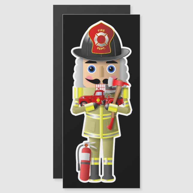 Nutcracker del bombero con pequeños camiones rojos (Anverso/Reverso)