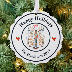 Nutcracker dobla tarjeta de ornamento de fotos de 