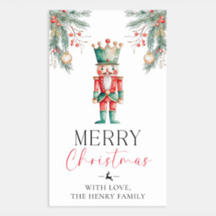 Nutcracker Merry Christmas Gift Tag Pegatinas