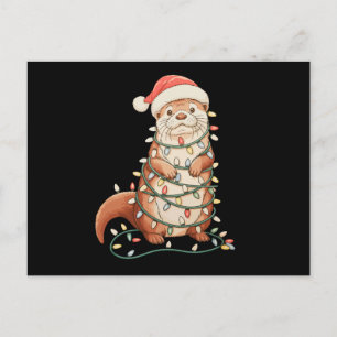 Nutria Animal Luces Navidad Sombrero Santa