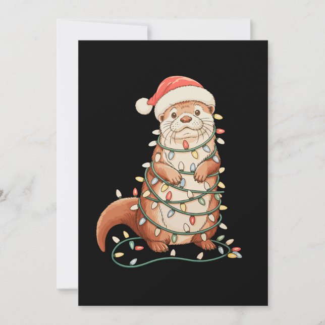 Nutria Animal Luces Navidad Sombrero Santa (Anverso)