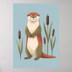 Nutria de río sonriente con decoración de vivero d
