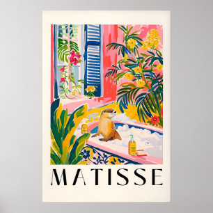 Nutria en bañera Arte Impreso Estilo Matisse Tropi