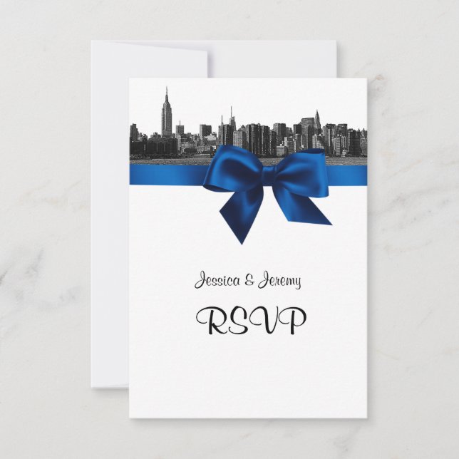 NYC Línea ancha Etched BW Royal Blue RSVP #2 (Anverso)