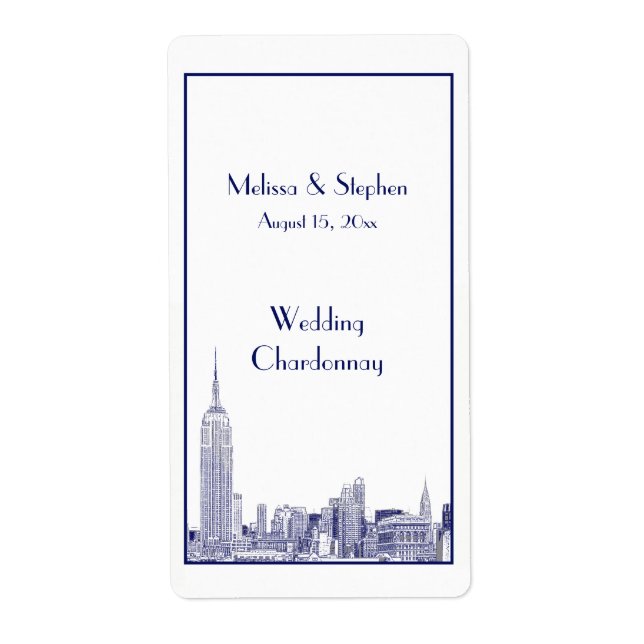 NYC Skyline 01 Etiqueta Etched Wine Blue (Frente)