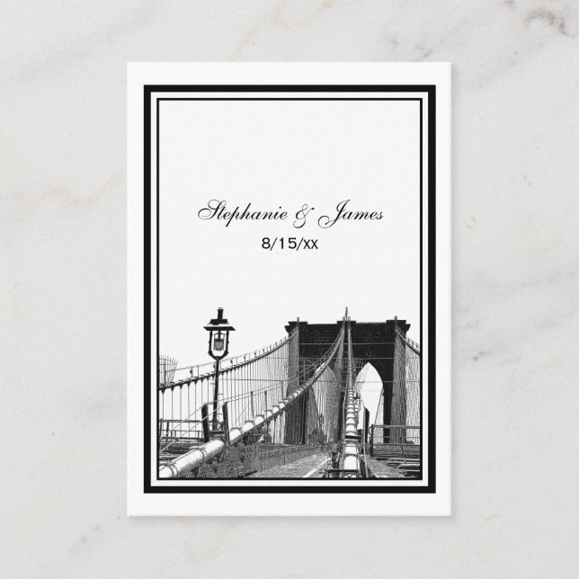 NYC Skyline Bklyn Bridge #2 Tarjetas Etched Place  (Anverso)