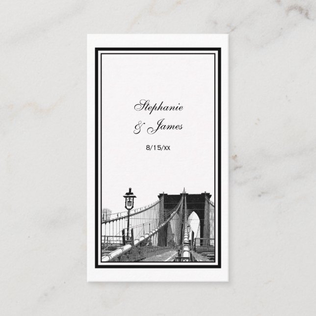 NYC Skyline Bklyn Bridge #2 Tarjetas Etched Place (Anverso)