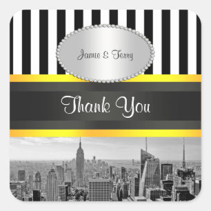NYC Skyline BW ESB Blk Wht Strp Yello P Etiquetas 
