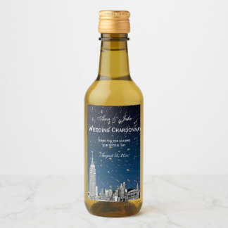 NYC Skyline Etched Starry Blue Gradient BG
