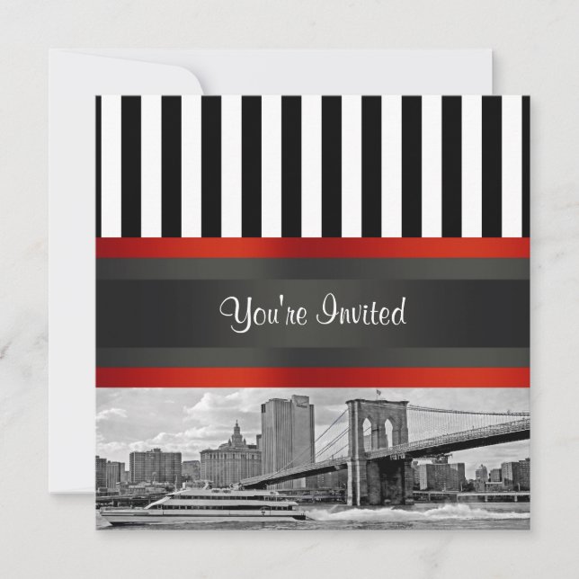 NYC Skyline - Puente de Brooklyn, invitación a la  (Anverso)