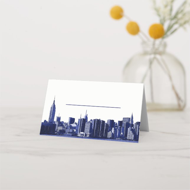 NYC Skyline Wide Angle Etched Look 01 Tarjetas Esc (Anverso)