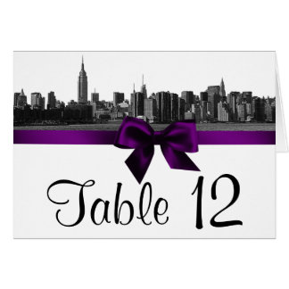 NYC Skyline Wide Skyline Etched BW Purple Table Nu