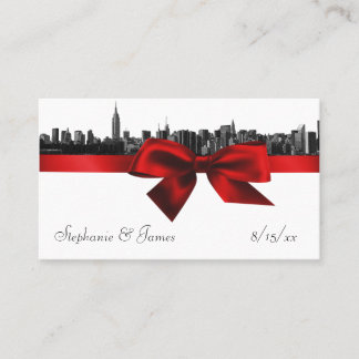NYC Wide Skyline Etched BW Tarjetas de Escort rojo