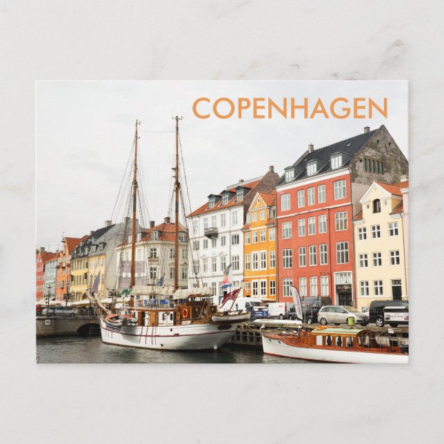 Nyhavn, tarjeta postal de viaje de Copenhague (Anverso)