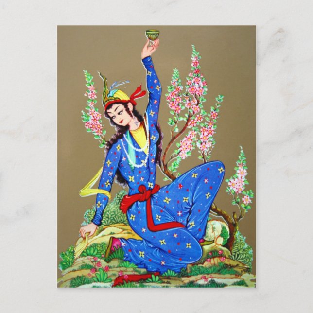 Nymph con postal de copa de bebida (Anverso)