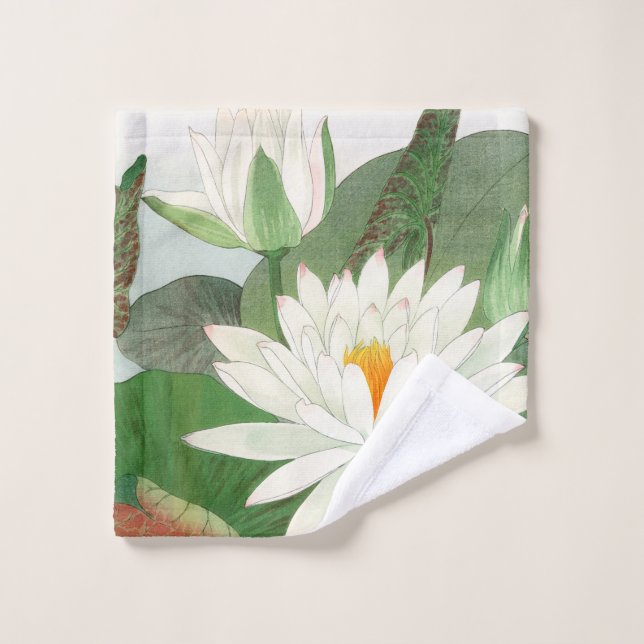 Nymphaea lotus, grabado en madera japonés, 1917 (Toallita)