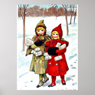 Nystrom - Niños en la Nieve (1), arte fino