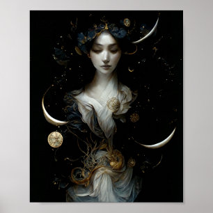 Nyx, diosa de Poster de arte de la fantasía surrea