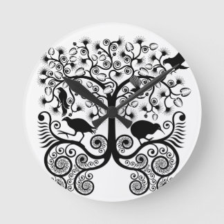 NZ Aves nativas - reloj de pared redonda