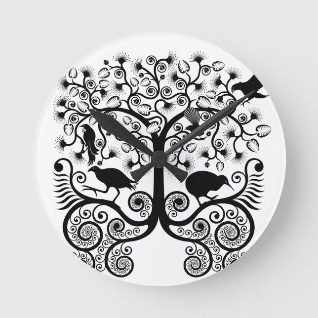 NZ Aves nativas - reloj de pared redonda (Anverso)