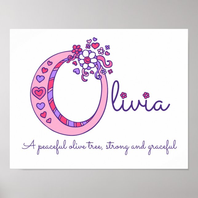 O arte en monograma Olivia chicas nombre poster (Frente)