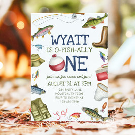 O-Fish-Ally Un pescador 1er cumpleaños invitación