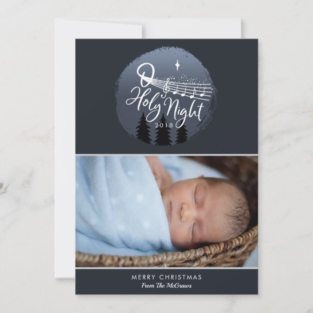 O Holy Night: Notas musicales + Navidades de fotos (Anverso)