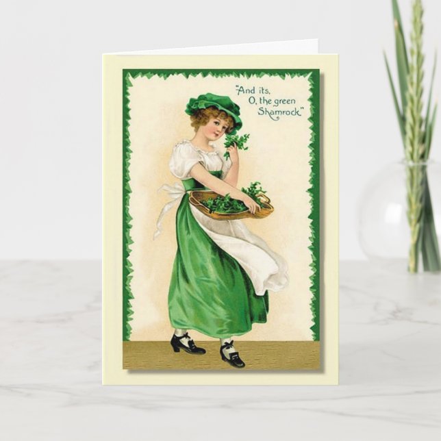 O, La Tarjeta Vintage Green Shamrock (Anverso)